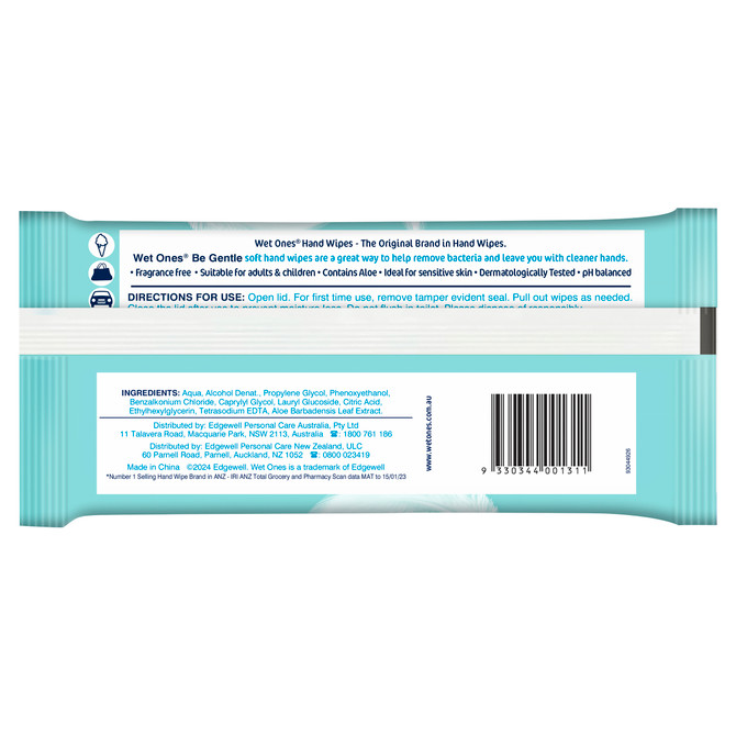 Wet Ones Be Gentle Wipes 40 Pack