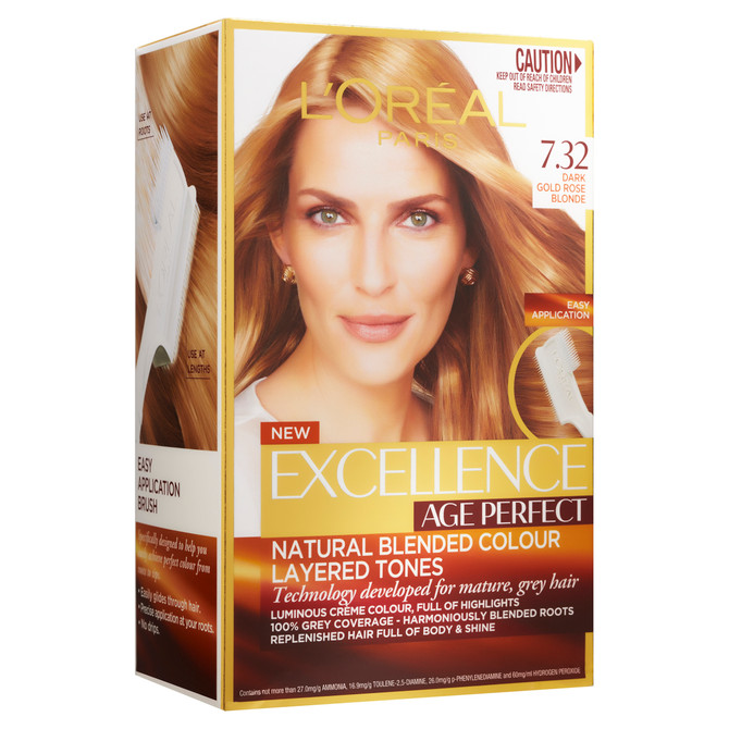 L'Oréal Paris Excellence Age Perfect Permanent Hair Colour, 7.32 Dark Gold Rose Blonde