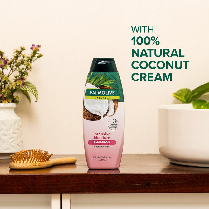 Palmolive Naturals Hair Shampoo, 350mL, Intensive Moisture with Coconut Cream, For Coarse or Dry Hair