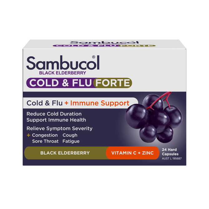 Sambucol Black Elderberry Cold & Flu Forte Caps 24s