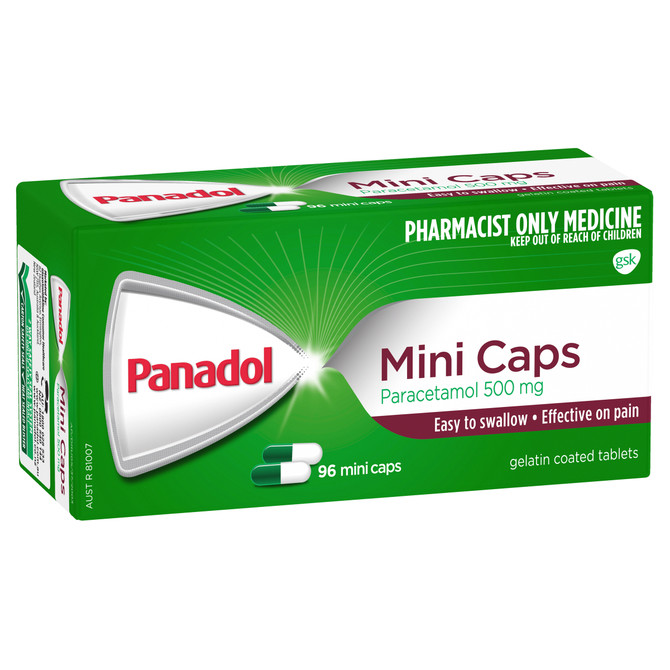 Panadol Mini Caps 500mg 96 Pack - AU Only