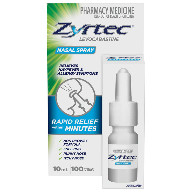 Zyrtec Levocabastine Nasal Spray Hayfever & Allergy Relief 10mL (100 Sprays)