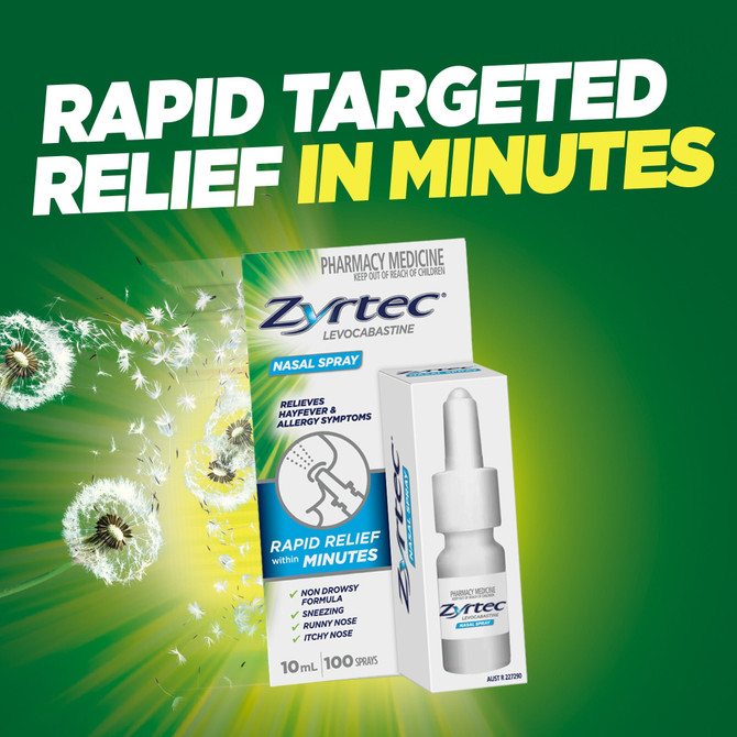 Zyrtec Levocabastine Nasal Spray Hayfever & Allergy Relief 10mL (100 Sprays)