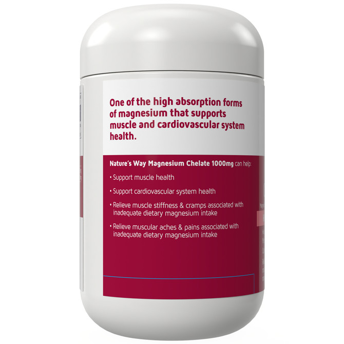 Nature's Way Magnesium Chelate 1000mg 100 Tablets