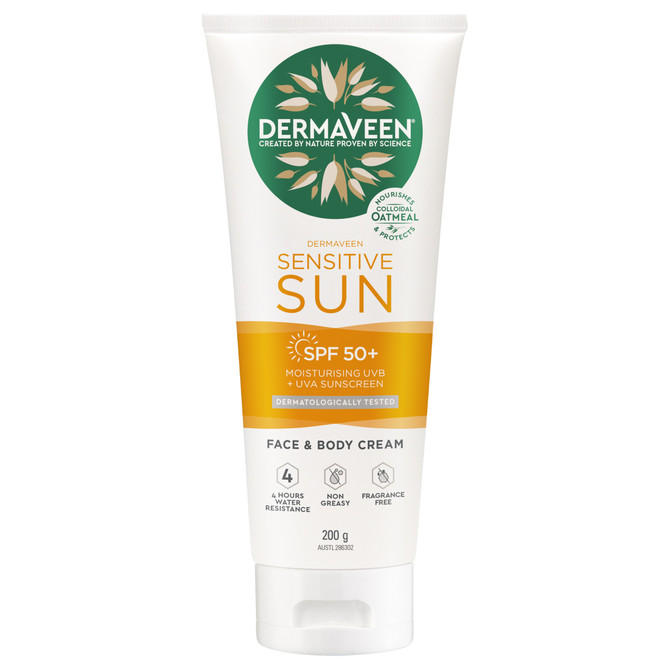 DermaVeen Sensitive Sun SPF 50+ Moisturising UVB + UVA Sunscreen 200g