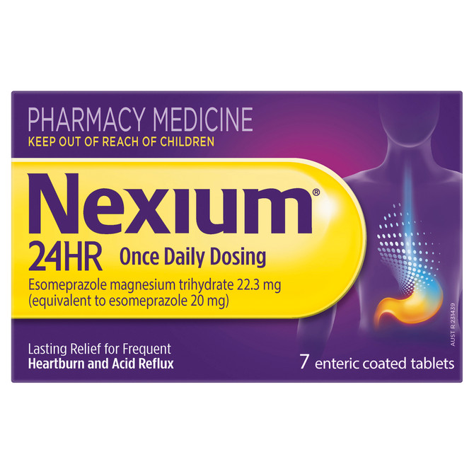 Nexium 24HR Once Daily Dosing 7 enteric coated tablets
