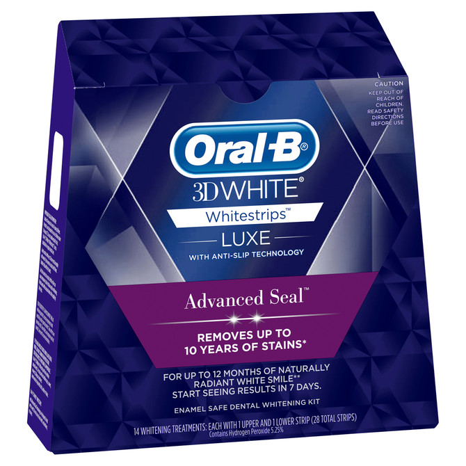 Oral-B 3DWhite Luxe Whitestrips Advance Seal, 14 Whitening Treatments
