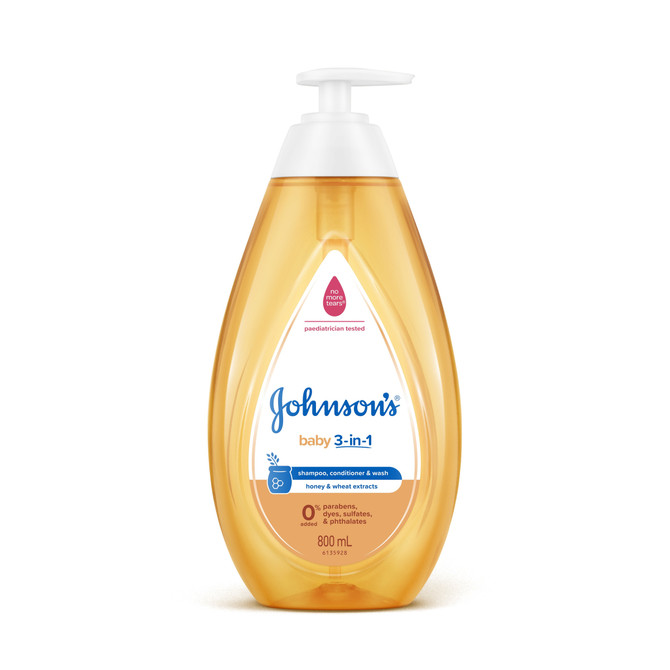 Johnson's 3-in-1 Hypoallergenic Gentle Tear-Free Conditioning Baby Shampoo & Cleansing Wash 800mL