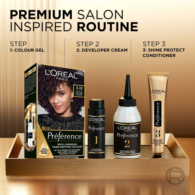 L'Oréal Paris Préférence Permanent Hair Colour - 3.12 Intense Cool Dark Brown