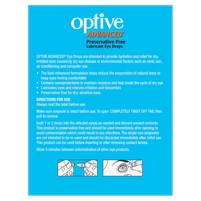 Optive Advanced® Preservative-Free Lubricant Eye Drops 30 x 0.4 mL
