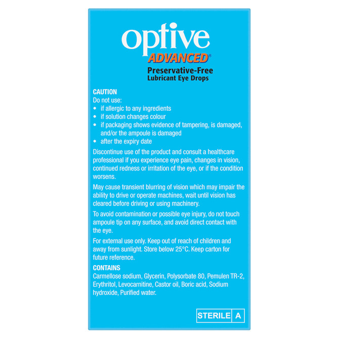 Optive Advanced® Preservative-Free Lubricant Eye Drops 30 x 0.4 mL