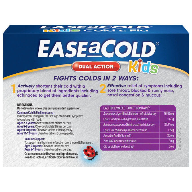 EASEaCOLD Kids Cold & Flu Chewable Berry Tablets 24 