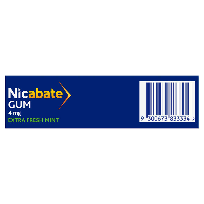 Nicabate Gum Stop Smoking Nicotine 4mg Extra Strength Extra Fresh Mint Coated Chewing Gum 30 Pack