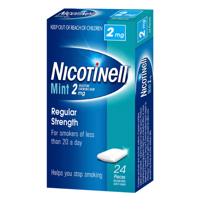 Nicotinell Mint Nicotine Chewing Gum Regular Strength 2mg 24 Pack