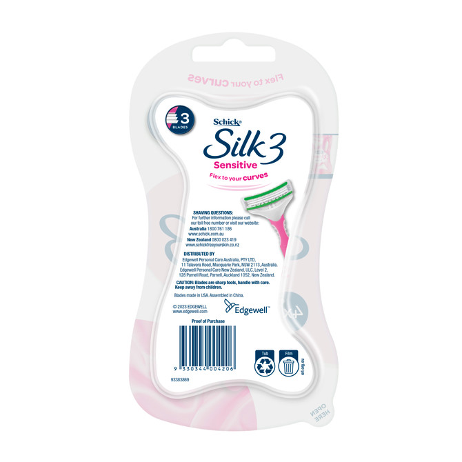 Schick Silk 3 Sensitive Disposable Razors 4pk