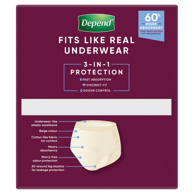 Depend Real Fit Incontinence Underwear Super Women Large 8 Pack