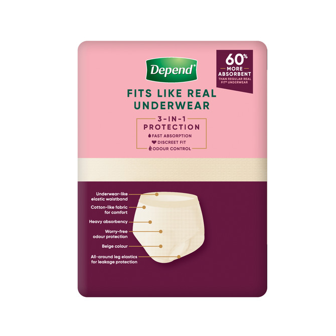 Depend Real Fit Incontinence Underwear Super Women Large 8 Pack