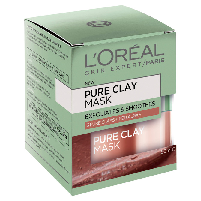 L'Oréal Paris Pure Clay Exfoliating Red Algae Mask, 50mL