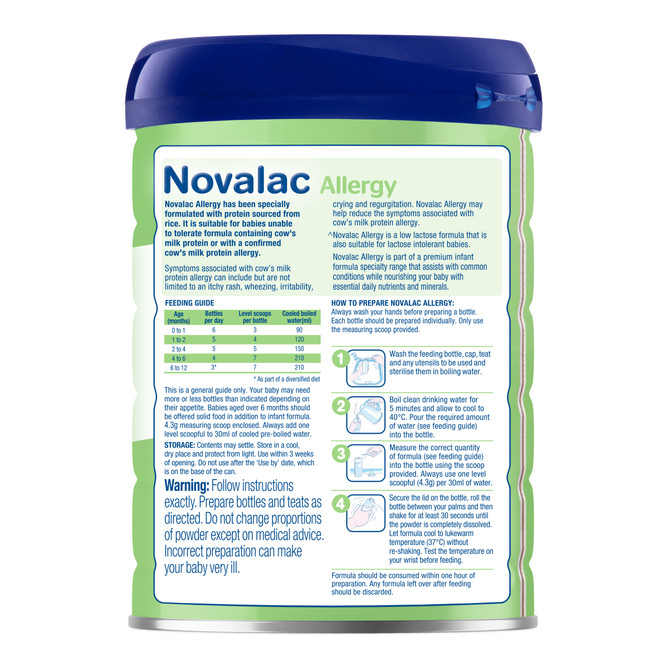 Novalac Allergy Premium Evidence Based Specialty Infant Formula Powder 800g