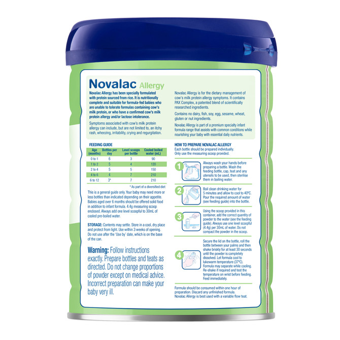 Novalac Allergy Premium Evidence Based Specialty Infant Formula Powder 800g