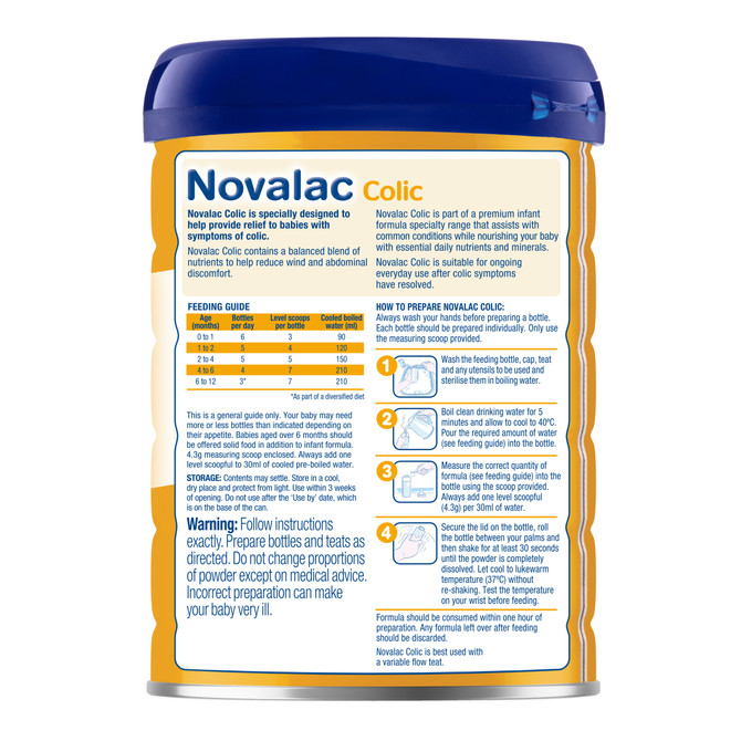Novalac Colic Premium Evidence Based Specialty Infant Formula Powder 800g