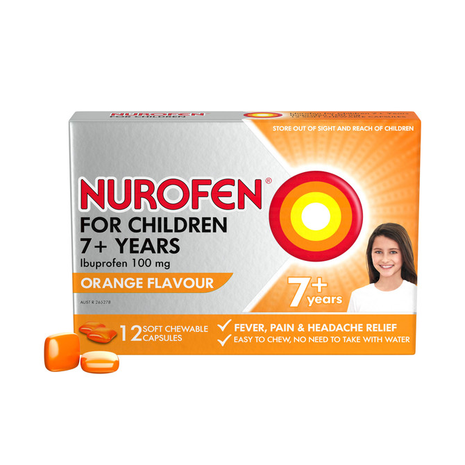 Nurofen For Children 7+ Orange Chewable Capsules 12