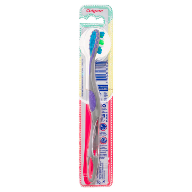 Colgate 360° Advanced Whole Mouth Health Manual Toothbrush, 1 Pack, Soft Bristles with 4 Zone Bacteria Removing Action
