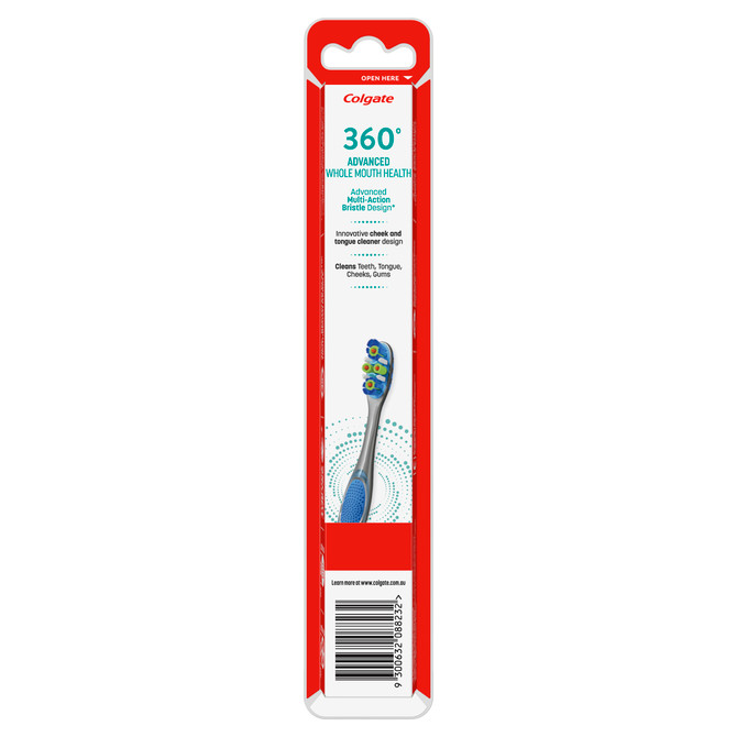 Colgate 360° Advanced Whole Mouth Health Manual Toothbrush, Medium 1 Pack