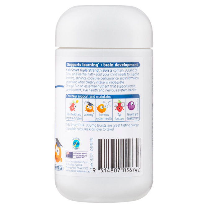 Nature's Way Kids Smart Bursts DHA 300mg Triple Strength 50's