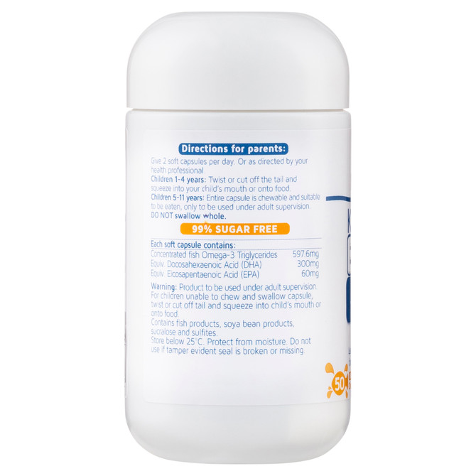 Nature's Way Kids Smart Bursts DHA 300mg Triple Strength 50's
