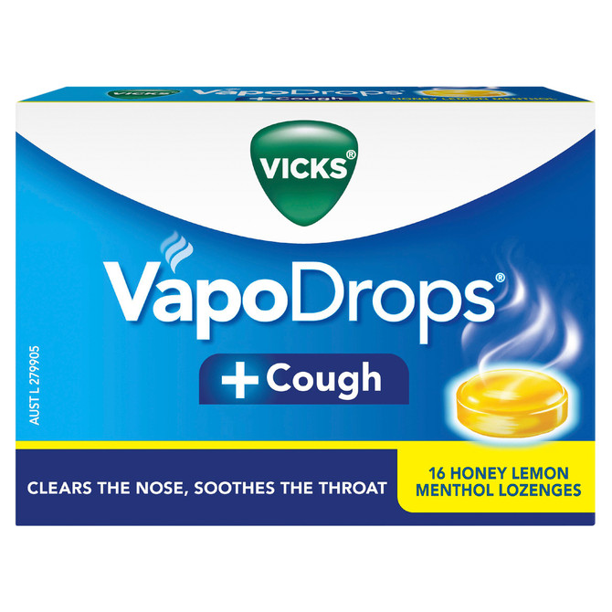 Vicks VapoDrops +Cough Lemon Menthol 16 Lozenges – Cough & Cold