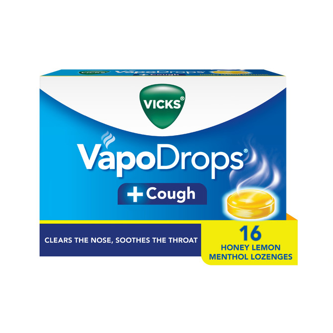 Vicks VapoDrops +Cough Lemon Menthol 16 Lozenges – Cough & Cold