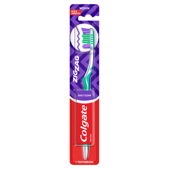 Colgate Zig Zag Manual Toothbrush, 1 Pack, Medium Bristles, Antibacterial Bristles