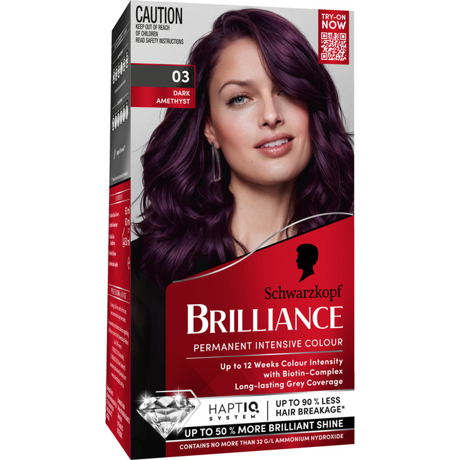 Schwarzkopf Brilliance Purple Hair Dye 03 Dark Amethyst Permanent Each