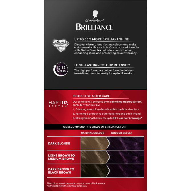 Schwarzkopf Brilliance Purple Hair Dye 03 Dark Amethyst Permanent Each