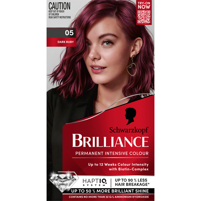 Schwarzkopf Brilliance Purple Hair Dye 05 Dark Ruby Permanent Each