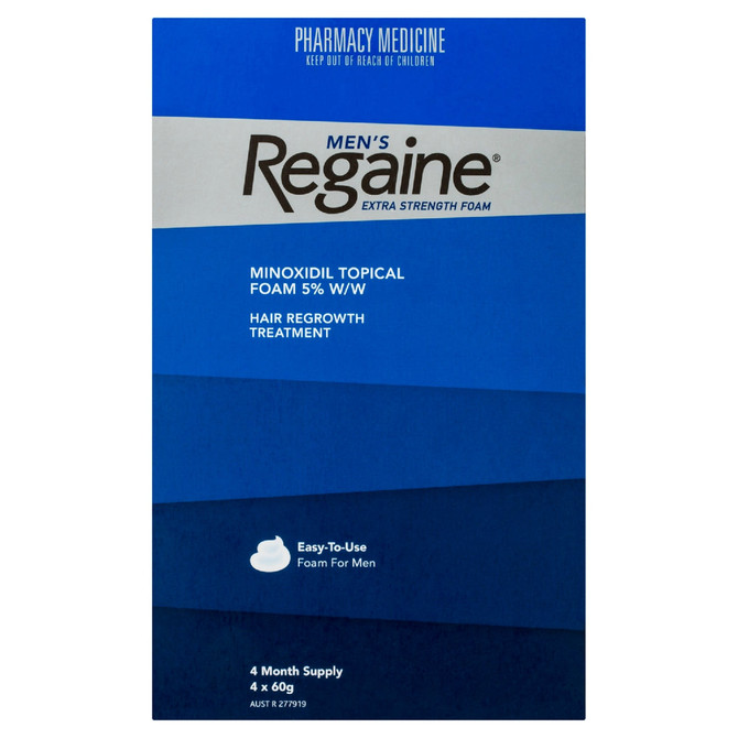 Men’s Regaine Extra Strength Foam 5% Minoxidil Hair Regrowth Treatment – Topical Hair Loss Treatment for Men (4 x 60g, 4 Month Supply)