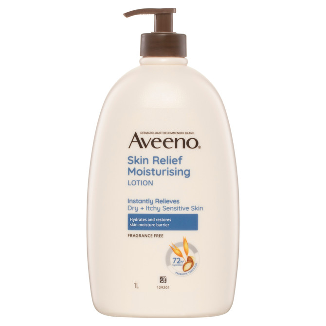 Aveeno Skin Relief Moisturising Body Lotion for Dry, Itchy & Sensitive Skin – Fragrance Free with Prebiotic Triple Oat & 72H Hydration*(*After 4 weeks of continuous use)