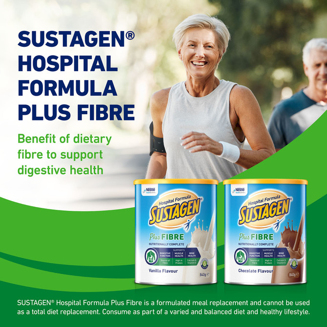 SUSTAGEN® Hospital Formula Plus Fibre Vanilla 840g Powder Nutritional Supplement