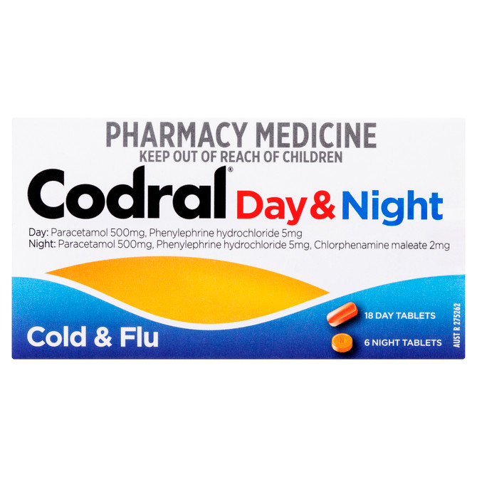 Codral Day & Night Cold & Flu Tablets – Cold, Flu, Fever & Congestion Relief (24 Tablets)