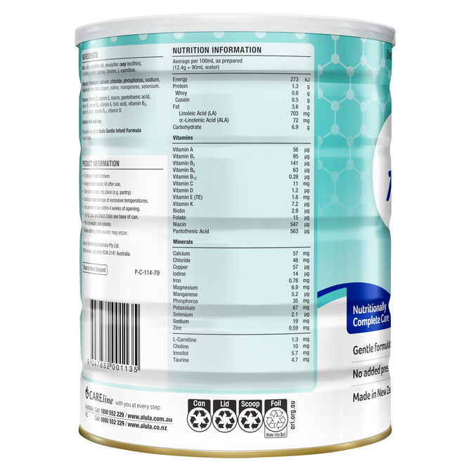 Alula Gentle Stage 1 Newborn Infant Formula 0-6 Months 900g