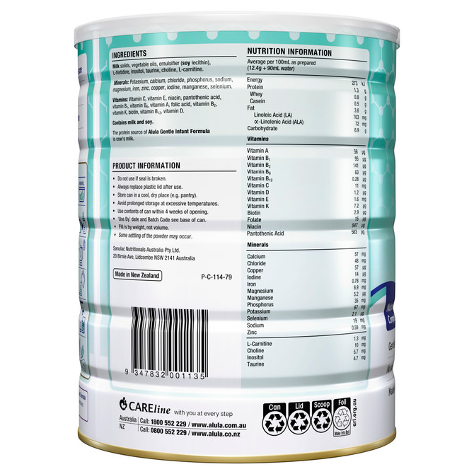 Alula Gentle Newborn Stage 1 Infant Formula 0-6 Months 900g