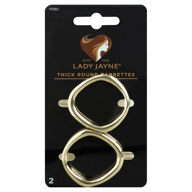 Lady Layne Metallic Thick Round Barrettes 2 Pack