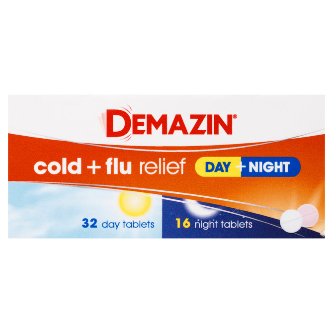 Demazin Cold & Flu Relief Day + Night 48 Tablets