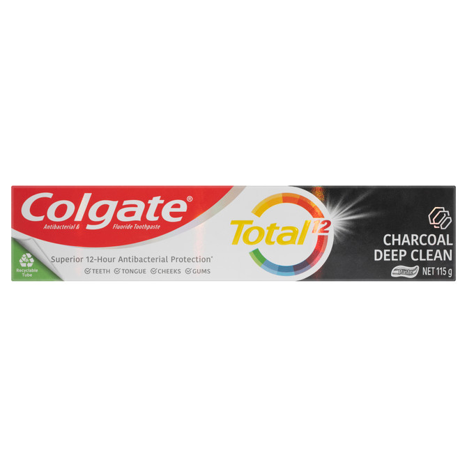 Colgate Total Charcoal Deep Clean Antibacterial Toothpaste 115g, Whole Mouth Health, Multi Benefit