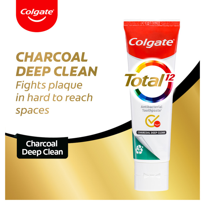 Colgate Total Charcoal Deep Clean Antibacterial Toothpaste 115g, Whole Mouth Health, Multi Benefit