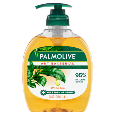 Palmolive Antibacterial Liquid Hand Wash Soap 250mL, White Tea Pump, No Parabens Phthalates or Alcohol