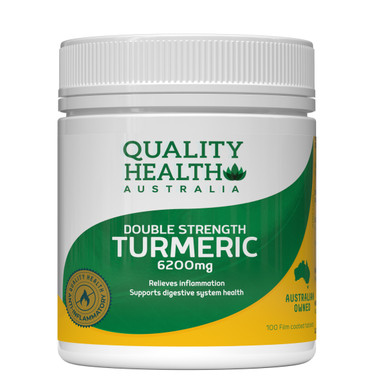 Tumeric 600 Quality Health Double Strength Turmeric 6200mg 100 Tablets