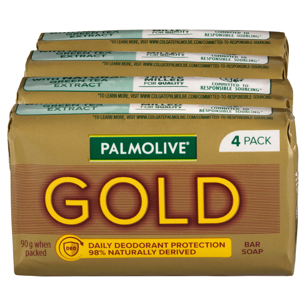 Palmolive Gold Bar Soap, 4 Pack x 90g, Daily Deodorant Protection