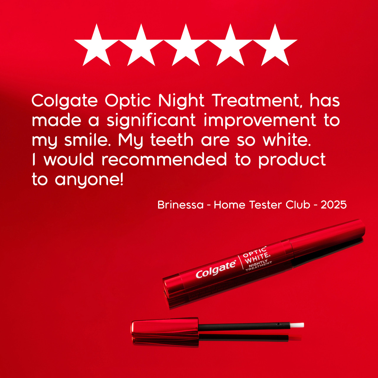 Colgate Optic White Overnight Teeth Whitening Treatment Pen, 1 Pen, Contains Hydrogen Peroxide, Enamel Safe